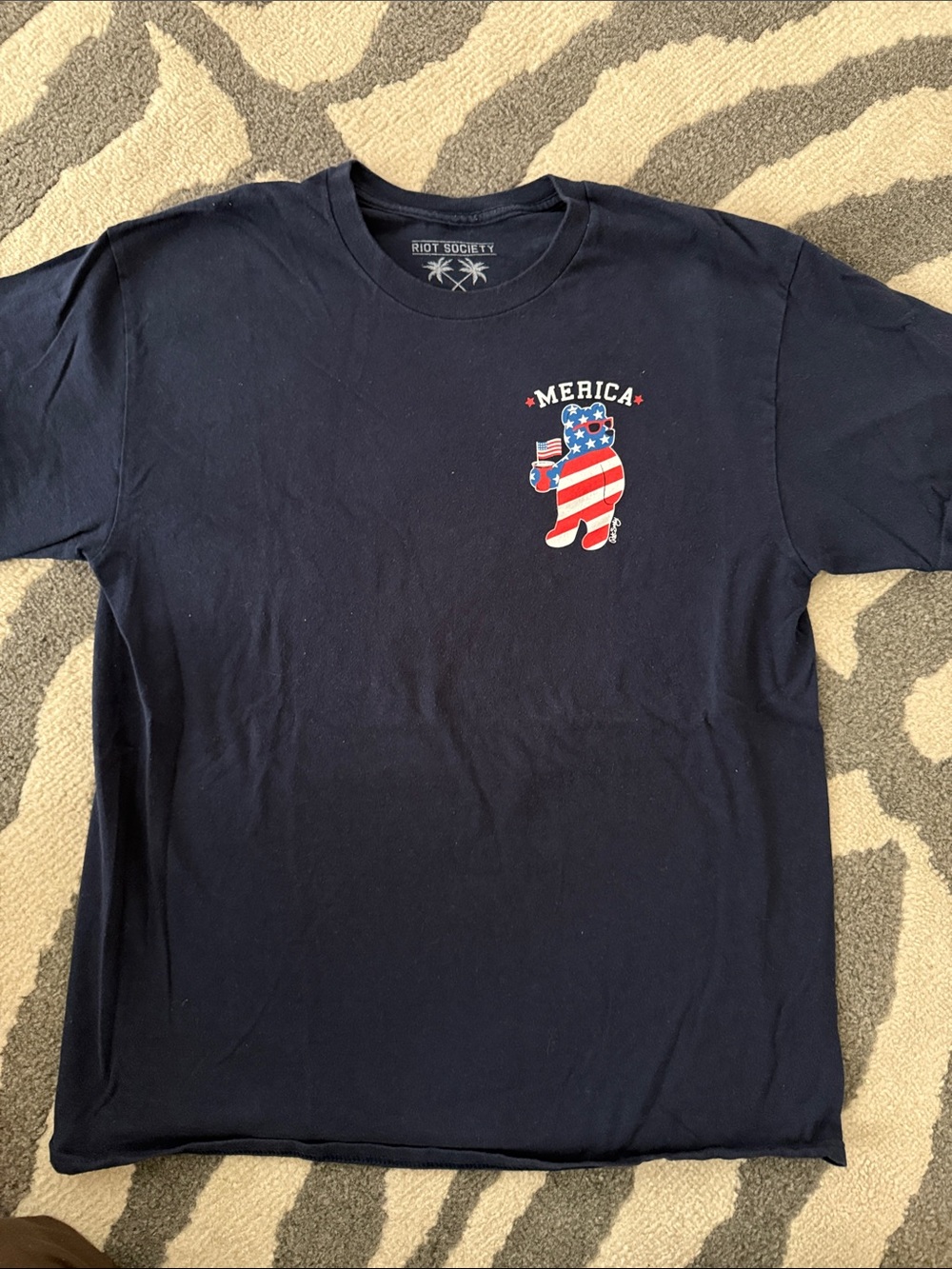 riot society Navy Short Sleeve Tee with Red, White & Blue 'Merica' Graphic